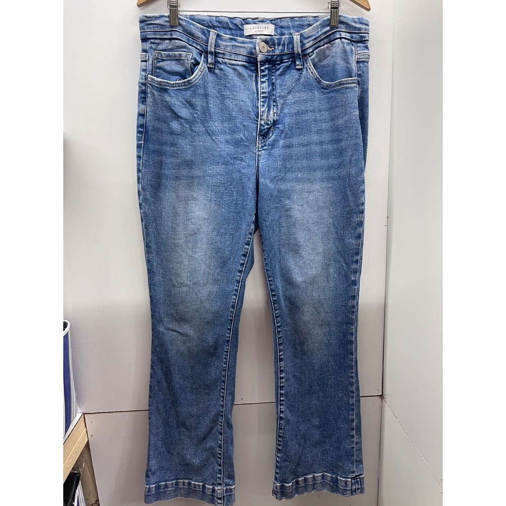 Lovervet by Vervet Womens High Rise Flare Jeans Medium Wash Blue 16W